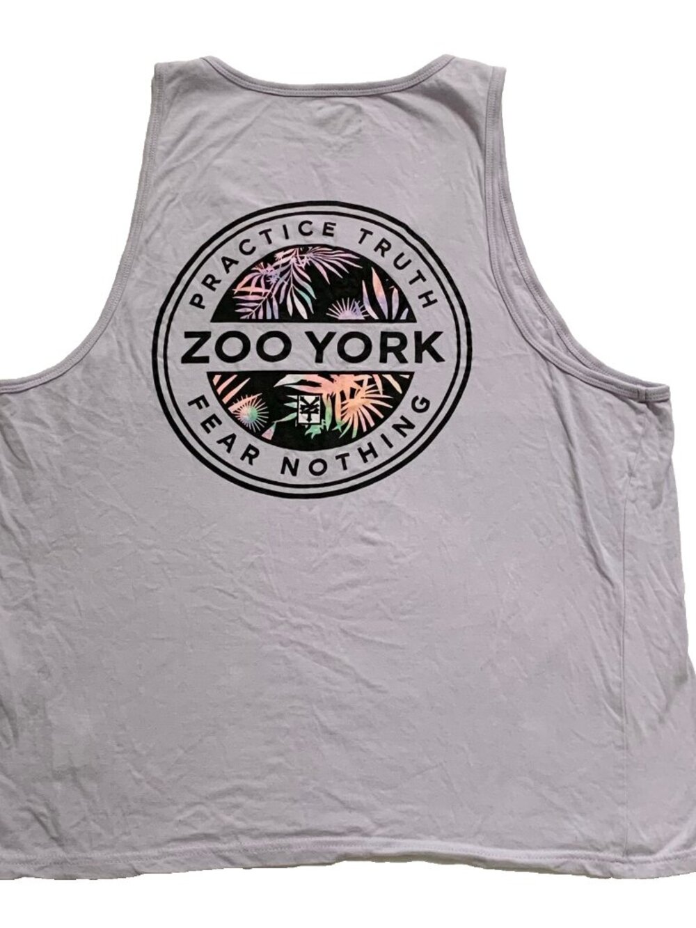 VTG Y2K Zoo York Palm Tree Beach Tank Top Gray Cotton Sleeveless Men's L